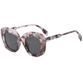 Fashionable oversized polygonal sunglasses with textured lavender frames and dark grey lenses - Tortoise Frame Black Grey Lens