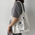 Weiße Canvas-Tragetasche mit dunkelblauem Astronauten-Druck und Planeten für den Alltag - Astronaut Weiß