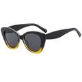 Gafas de sol retro cat-eye con montura degradada negro ámbar y cristales grises - Montura Negra Amarilla Lentes Grises