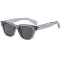 Classic square frame sunglasses in transparent grey with silver cross metal accents - Grey Frame / Black Grey Lens