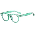 Vintage round sunglasses in transparent green frame with silver metal diamond rivets - Green Frame