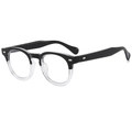 Retro round glasses with black and transparent frame and silver rivet details - Transparent Black Frame