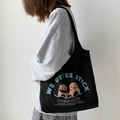 Sac fourre-tout en toile noire style japonais avec motifs de loutres mignons - Style Gilet Loutre Noir