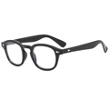 Classic black round frame sunglasses with transparent lenses and silver rivet accents - Black Frame