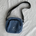 Schattige donkerblauwe canvas crossbody tas met konijnenprint en Snack Time tekst - Blauw