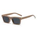 Lunettes de soleil rétro carrées beiges mates avec verres foncés pour look décontracté - Monture Café Verres Gris Noir