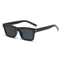 Lunettes de soleil carrées noires classiques avec verres gris et rivets métalliques - Monture Noire Verres Noir Gris