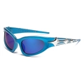 Lunettes de soleil de sport futuristes avec monture bleue et décorations d'étoiles - Monture Bleue Verres Bleu Violet