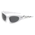 Lunettes de soleil punk futuristes avec monture blanche et branches en métal argenté - Monture Blanche Verres Gris Foncé