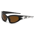 Lunettes de soleil punk futuristes avec monture noire et branches étoile en métal - Monture Noire Verres Thé