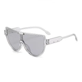 Modieuze oversized halfrand zonnebril met transparant montuur en lichtgrijze glazen - Grijs Frame Grijze Glazen
