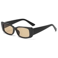 Retro-Sonnenbrille mit unregelmäßigem schwarzem Rahmen und bernsteinfarbenen Gläsern - Schwarzer Rahmen Tee Gläser