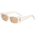 Lunettes de soleil rétro rectangulaires avec monture champagne transparente et verres marron - Monture Thé Verres Thé