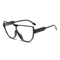 Modische Übergroße Shield-Sonnenbrille in glänzendem Schwarz mit klaren Gläsern - Schwarzer Rahmen Klare Gläser