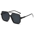 Gafas de sol de aviador extragrandes con doble puente, montura negra brillante y lentes oscuras - Montura Negra Lentes Gris Negro