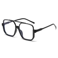 Chic black oversized square sunglasses with a double-bridge frame for a retro look - Black Frame Clear Lens