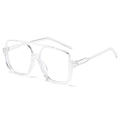 Fashionable transparent double-bridge square oversized sunglasses with a minimalist frame - Transparent Frame Clear Lens