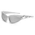 Lunettes de soleil punk argentées futuristes avec étoiles et monture ovale - Monture Argentée Verres Argentés