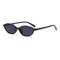 Gafas de sol ovaladas negras retro con montura brillante y lentes grises oscuros - Montura Negra Lentes Gris Negro