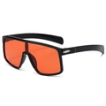 Oversized cycling sunglasses with black frame and one-piece orange lenses for outdoor sports - Black Frame Red Lens