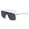 White frame oversized cycling sunglasses with integrated dark lenses and silver diamond detail - White Frame Dark Grey Lens