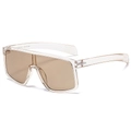 Vierkante oversized fietszonnebril met transparant montuur en bruine glazen voor sport - Champagnekleurig Frame / Theekleurige Lenzen