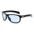 Fashion vintage sunglasses with black resin frame and light blue transparent lenses - Black Frame Blue Lens