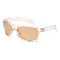 Fashionable retro sunglasses with light amber resin frames and tinted brown lenses - Champagne Frame / Tea Lens