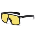 Fashion oversized cycling sunglasses with glossy black frame and transparent yellow lenses - Black Frame Yellow Lens