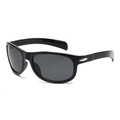 Classic black retro sunglasses with dark grey lenses and silver metal triangle details - Black Frame Black Grey Lens