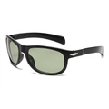 Retro black acetate sunglasses with light green lenses and arrow silver metal hinges - Black Frame Green Lens