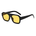 Classic retro square oversized sunglasses with black frame and yellow lenses - Black Frame Night Vision Lens