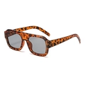 Classic leopard print square oversized sunglasses with grey lenses for outdoor style - Leopard Frame Grey Lens
