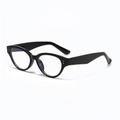 Lunettes de soleil œil-de-chat noires rétro avec rivets argentés et monture polie - Monture Noire Verres Transparents