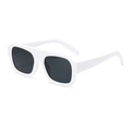 Classic white chunky square frame sunglasses with dark grey lenses for street style fashion - White Frame Dark Grey Lens