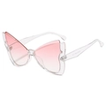 Modieuze vlinder zonnebril met roze gradiënt glazen en UV-bescherming ontwerp - Transparant Frame Dubbel Roze (C6) / Transparant Frame Dubbelroze Lenzen