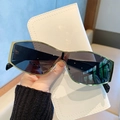 Vintage metal wraparound sunglasses in gold frame with premium white PU leather case - Gold Frame Full Grey