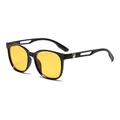 Modern black sunglasses with yellow lenses and unique hollowed temples for a retro look - Black Frame Yellow Lens