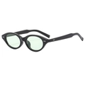 Occhiali da sole retrò neri con lenti verde menta e dettagli in rivetti metallici - Montatura Nera Lente Verde