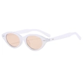 Classic retro round oval sunglasses with transparent frames and peach tinted lenses - Jelly White Frame Light Tea Lens