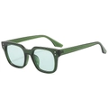 Classic dark green translucent square sunglasses with light blue UV protection lenses - Green Frame / Green Lens