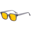 Retro square sunglasses with translucent grey frame and yellow tinted lenses for outdoor use - Gray Frame Yellow Lens