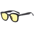 Lunettes de soleil rétro carrées avec monture noire épaisse et verres jaunes - Monture Noire Verres Jaunes
