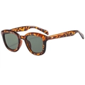 Classic retro oversized square round sunglasses with dark tortoiseshell frames and green lenses - Tortoise Frame Green Lens