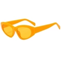 Fashionable bright orange cat-eye sunglasses with UV protection and retro dopamine style - Orange Frame Yellow Lens