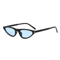 Retro cat-eye sunglasses with glossy black frames and light blue lenses for outdoor fashion - Black Frame Blue Lens