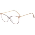 Montura de gafas cat-eye rosa transparente con varillas metálicas doradas - Montura Gris y Rosa
