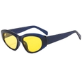 Retro cat-eye sunglasses with dark blue frame and yellow lenses for a trendy outdoor look - Blue Frame Yellow Lens