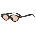 Retro small oval sunglasses with black frame and light orange lenses with silver rivets - Black Frame Light Tea Lens