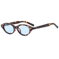 Retro round tortoise shell sunglasses with light blue lenses and silver accents - Tortoiseshell Frame Blue Lens